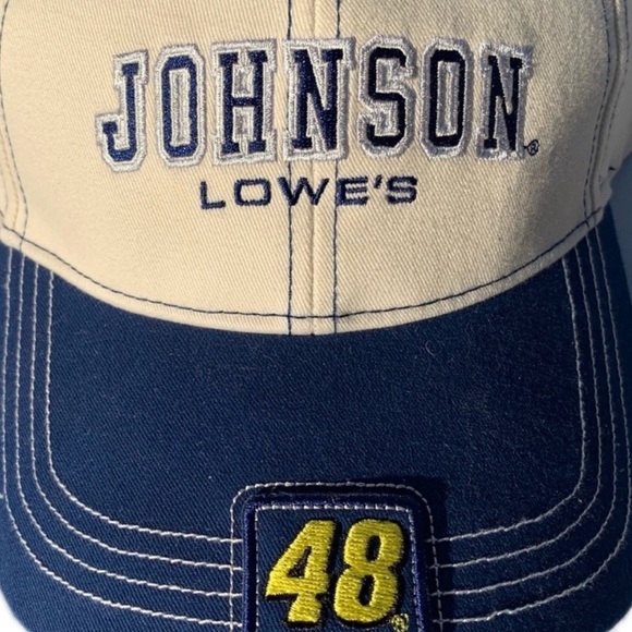 Jimmie Johnson Lowe’s NASCAR number 48 blue and white velcro strap back hat - Picture 4 of 6